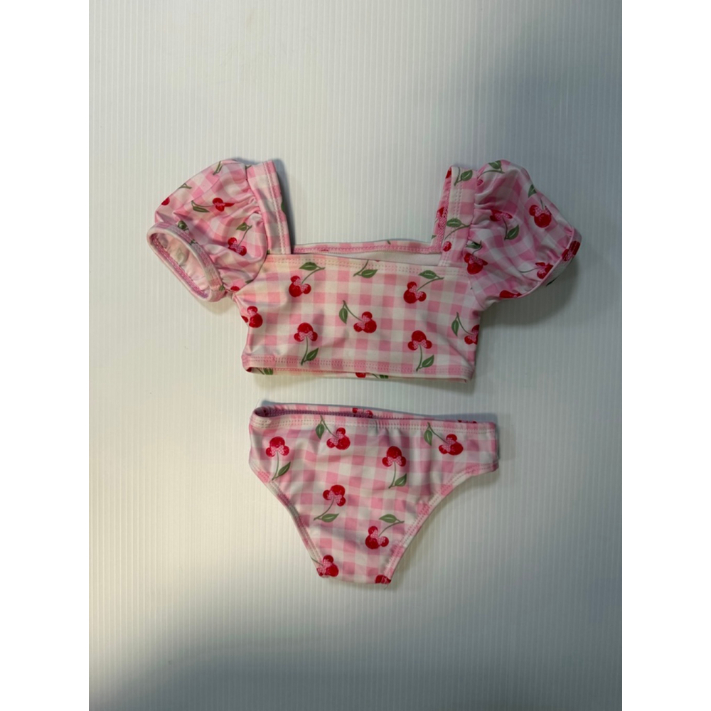 Baby Girl swim Disney Junior Minnie Bikini 12 Months Pink Red Cherry Gingham - Picture 10 of 10